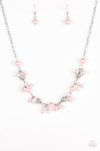 Paparazzi "Weekday Wedding" Pink & Shiny Pearl Bead Silver Necklace & Earring Set Paparazzi Jewelry