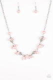 Paparazzi "Weekday Wedding" Pink & Shiny Pearl Bead Silver Necklace & Earring Set Paparazzi Jewelry