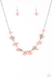 Paparazzi "Weekday Wedding" Orange & Shiny Bead Silver Necklace & Earring Set Paparazzi Jewelry