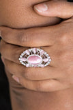 Paparazzi "Over The MOONFLOWER" Pink Moonstone White Rhinestone Silver Ring Paparazzi Jewelry