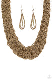 Paparazzi VINTAGE VAULT "Mesmerizingly Mesopotamia" Brass Necklace & Earring Set Paparazzi Jewelry