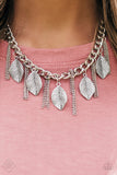 Paparazzi "Serenely Sequoia" FASHION FIX Silver Necklace & Earring Set Paparazzi Jewelry