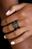 Paparazzi VINTAGE VAULT "Way Wayward" Black Ring Paparazzi Jewelry