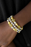 Paparazzi "Malibu Marina" Yellow Bead Silver Accent Stretchy Bracelet Paparazzi Jewelry