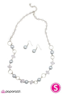 Paparazzi "Give Me A Hint" Silver Pearl Crystal Like Bead Necklace & Earring Set Paparazzi Jewelry