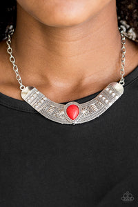 Paparazzi VINTAGE VAULT "Very Venturous" Red Necklace & Earring Set Paparazzi Jewelry