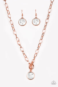 Paparazzi "She Sparkles On" Copper Necklace & Earring Set Paparazzi Jewelry