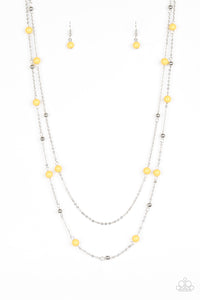 Paparazzi VINTAGE VAULT "Beach Party Pageant" Yellow Necklace & Earring Set Paparazzi Jewelry