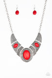 Paparazzi "Leave Your LANDMARK" Red Necklace & Earring Set Paparazzi Jewelry