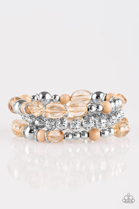 Paparazzi "Malibu Marina" Brown Bead Silver Accent Stretchy Bracelet Paparazzi Jewelry