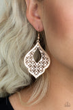 Paparazzi "Totally Taj Mahal" Rose Gold Floral Filigree Earrings Paparazzi Jewelry