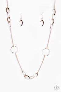 Paparazzi "Standard Style" Rose Gold Hoop Necklace & Earring Set Paparazzi Jewelry