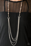 Paparazzi VINTAGE VAULT "Contemporary Cadence" Brown Necklace & Earring Set Paparazzi Jewelry