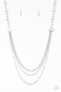 Paparazzi VINTAGE VAULT "Contemporary Cadence" Silver Necklace & Earring Set Paparazzi Jewelry