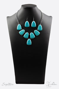 Paparazzi "The Geraldine" Rounded Triangle Turquoise Stone Zi Collection Necklace & Earring Set Paparazzi Jewelry