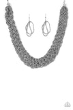Paparazzi "Mesmerizingly Mesopotamia" Silver Necklace & Earring Set Paparazzi Jewelry