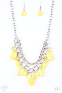 Paparazzi "Brazilian Bay" FASHION FIX Yellow Necklace & Earring Set Paparazzi Jewelry