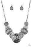 Paparazzi "Prehistoric Powerhouse" Silver Necklace & Earring Set Paparazzi Jewelry