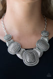 Paparazzi "Prehistoric Powerhouse" Silver Necklace & Earring Set Paparazzi Jewelry