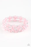 Paparazzi "Classic Confidence" Pink Pearl Silver Bead Coil Bracelet Paparazzi Jewelry