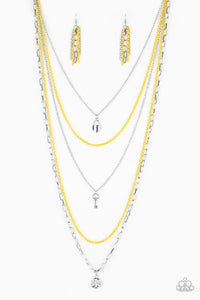 Paparazzi VINTAGE VAULT "Right on Key" Yellow Necklace & Earring Set Paparazzi Jewelry