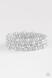 Paparazzi "Classic Confidence" Silver Pearly Bead Coil Bracelet Paparazzi Jewelry