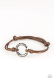 Paparazzi "Urban Outsider" Brown Cord Gunmetal Hoop Urban Bracelet Unisex Paparazzi Jewelry