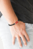 Paparazzi "Wisdom" Red Stone Silver Accent Black Lava Stone Urban Bracelet Unisex Paparazzi Jewelry