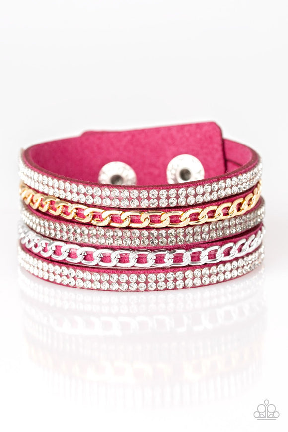 Paparazzi Rollin in Rhinestones Pink Wrap Bracelet