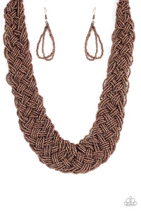 Paparazzi VINTAGE VAULT "Mesmerizingly Mesopotamia" Copper Necklace & Earring Set Paparazzi Jewelry