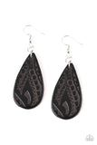 Paparazzi "Get In The Groove" Black Paisley Pattern Leather Teardrop Earrings Paparazzi Jewelry