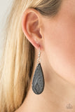 Paparazzi "Get In The Groove" Black Paisley Pattern Leather Teardrop Earrings Paparazzi Jewelry