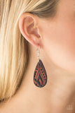 Paparazzi "Get In The Groove" Brown Paisley pattern Leather Teardrop Earrings Paparazzi Jewelry