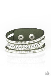Paparazzi "Rollin in Rhinestones" Green Wrap Bracelet Paparazzi Jewelry