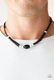 Paparazzi "The Forerunner" Black Cord Silver Ring White Bead Urban Necklace Unisex Paparazzi Jewelry