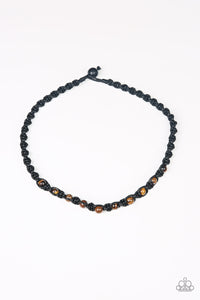Paparazzi "The Ultimate DISCOVERER" Black Cord Brown Tiger Eye Stone Urban Necklace Unisex Paparazzi Jewelry