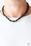Paparazzi "The Ultimate DISCOVERER" Black Cord Brown Tiger Eye Stone Urban Necklace Unisex Paparazzi Jewelry