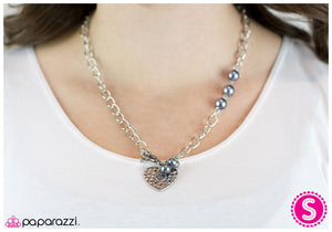 Paparazzi "Heart of the Matter" Silver Necklace & Earring Set Paparazzi Jewelry