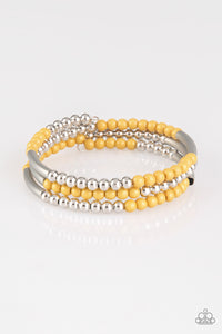 Paparazzi "Tourist Trap" Yellow & Silver Coil Infinity Wrap Bracelet Paparazzi Jewelry