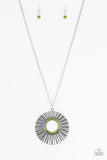 Paparazzi VINTAGE VAULT "Chicly Centered" Green Necklace & Earring Set Paparazzi Jewelry