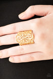 Paparazzi VINTAGE VAULT "The Way You Make Me FRILL" Gold Ring Paparazzi Jewelry