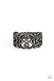 Paparazzi VINTAGE VAULT "Tell Me How You Really Frill" Black Ring Paparazzi Jewelry