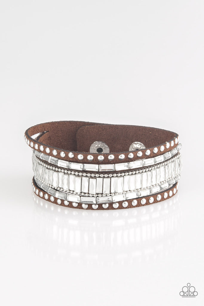 Paparazzi Rock Star Rocker Brown Suede Silver Bracelet