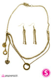 Paparazzi "Pulling at My Heartstrings" Brass Necklace & Earring Set Paparazzi Jewelry