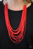 Paparazzi VINTAGE VAULT "Peacefully Pacific" Red Necklace & Earring Set Paparazzi Jewelry