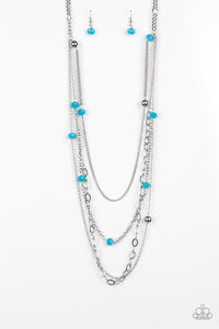 Paparazzi VINTAGE VAULT "Glamour Grotto" Blue Necklace & Earring set Paparazzi Jewelry