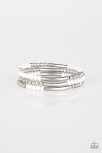 Paparazzi "Tourist Trap" White & Silver Coil Infinity Wrap Bracelet Paparazzi Jewelry