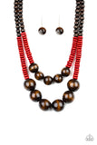 Paparazzi VINTAGE VAULT "Cancun Cast Away" Red Necklace & Earring Set Paparazzi Jewelry