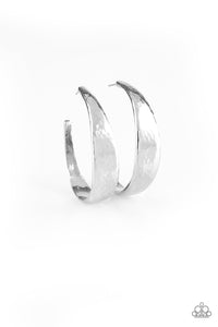 Paparazzi "HOOP and Holler" Silver Hammered Thick Hoop Earrings Paparazzi Jewelry