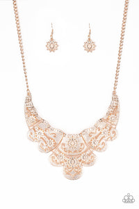 Paparazzi "Mess With The Bull" Rose Gold Necklace & Earring Set Paparazzi Jewelry